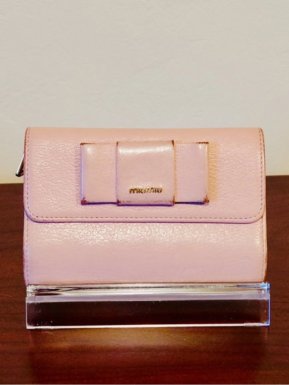 Miu Miu Madras Fiocco Trifold Wallet Blush Pink Leather Bow COA Authentic -GUC - Picture 15 of 15